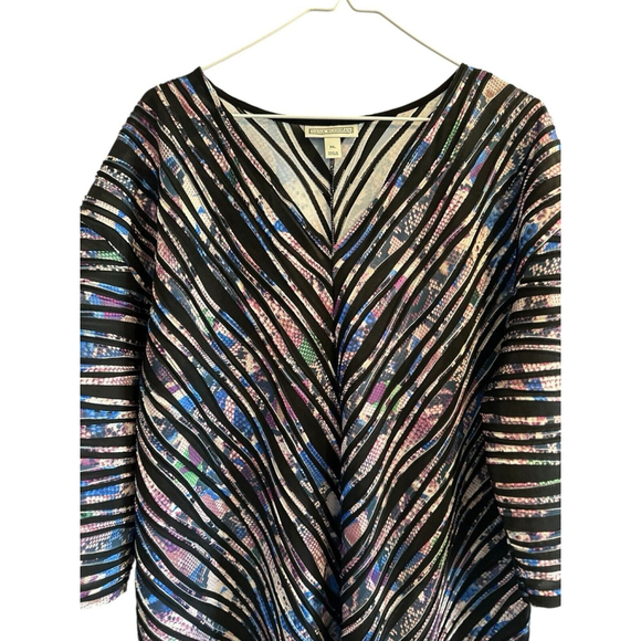 Dana Buchman Multicolor Snakeskin Print Tunic Blouse Black Womens XL 3/4 Sleeves - Picture 13 of 14